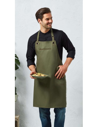 PRE-PR121-'Barley' Contrast Stitch Sustainable Bib Apron